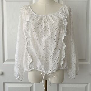 White Ruffled Eyelet Blouse